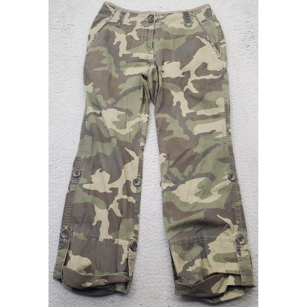 INC International Concepts Pants Womens 4 Multi Camouflage Stretch Straight Leg